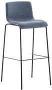 Barová stolička Hoover - látka, kovové nohy čierne - Modrá