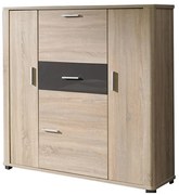 Komoda Fishburn F3 (sonoma + grafit). Akcia -19%. Vlastná spoľahlivá doprava až k Vám domov. 606307