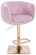 LuxuryForm DESIGN Barová stolička MONTANA VELUR na zlatej hranatej podstave - levanduľa