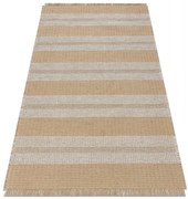 Koberec JUTE 3734 béž / sivý pásy so strapcami