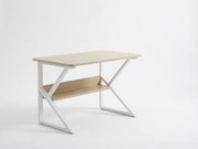 Písací stôl s policou SHAPE 80x40 cm, biela/dub sonoma
