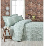 Set prešívaného plédu a 2 obliečok na vankúše Mijolnir Pure Water Green, 200 x 220 cm