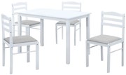 Jedálenský set 1+4, biela/béžovosivá, SOMIN