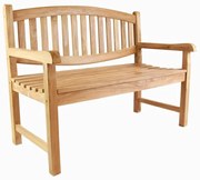 2 miestna lavica DIVERO, ošetrené teakové drevo, 120 cm