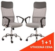 Ergonomická kancelárska stolička sivá s priedušným operadlom 1 + 1