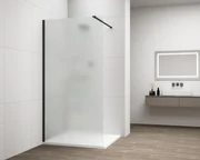 Erga Paris, sprchová zástena Walk-In 110x200 cm, 8mm sklo námraza, čierny profil, ERG-V02-PARIS-110x200-FR-BK