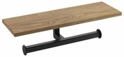 SAPHO Ska425 Ska dvojitý držiak toaletného papiera s poličkou 30 x 8 x 10 cm, čierna mat/dub