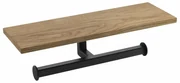 SAPHO Ska425 Ska dvojitý držiak toaletného papiera s poličkou 30 x 8 x 10 cm, čierna mat/dub