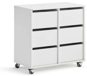 Študentská úložná skrinka CASPER, 6 zásuviek, biela