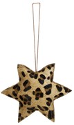Závesná dekoratívne ozdoba Hviezda s motívom leopardej kože z hovädzej kože L - 20 * 20 * 5cm