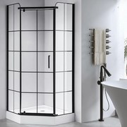 BPS-koupelny Päťuholníkový sprchovací kút BS06A 80x80 čierna/transparent - bez vaničky