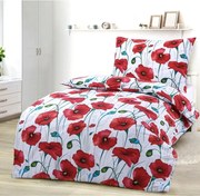 Obliečky deluxe bavlnené Poľné maky červené 200x140cm+90x70cm TiaHome