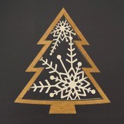 AMADEA Drevená ozdoba stromček - vločka dvojitý, 9 cm, český výrobok