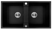 Kuchinox Rab, 2-komorový granitový drez 800x440x186 mm, čierna škvrnitá, LAV-SBF_720Y