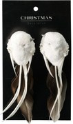 Set vianočných ozdôb Vtáčik, biela, 14x4x4 cm, s klipom, SET 2 KS