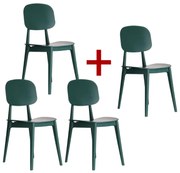 Plastová jedálenská stolička SIMPLY 3+1 ZADARMO, zelená