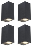Sada 4 inteligentných nástenných svetiel čiernych IP44 vrátane 8 Wifi GU10 - Baleno
