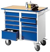 Dielenský stôl s kolieskami FLEX, 10 zásuviek, 1100x595x900 mm