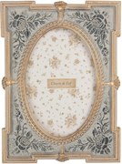 Béžovo-zlatý antik fotorámik zdobený kvetmi - 15*2*21 cm / 10*15 cm