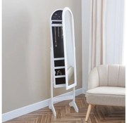 Atmosphera - Stojacie zrkadlo so šperkovnicou LEXY 158x38 cm biela
