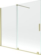 Mexen Velar, 2-krídlová posuvná vaňová zástena 180 x 150 cm, 8mm číre sklo, zlatý matný profil, 896-180-000-01-55