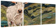 Obraz - Imitácia pleteného motívu (s hodinami) (90x30 cm)
