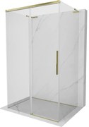 Mexen Rox-3SL, 3-stenný posuvný sprchový kút 95 x 70 cm, číre sklo, zlatý profil, 8C2L-095-070-50-00-3S