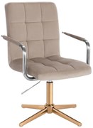 LuxuryForm DESIGN Stolička VERONA VELUR na zlatom kríži - latte