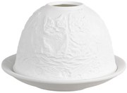 Biely porcelánový svietnik na čajovku s mačiatkami Paollo - Ø 12*8 cm