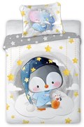 DETSKÉ BAVLNENÉ OBLIEČKY PENGUIN 100X135 CM, 1KS 40X60 CM VZOROVANÉ