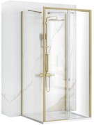 Rea Rapid Slide, 3-stenný sprchovací kút s posuvnými dverami 100(dvere) x 90(stena) x 195 cm, 6mm číre sklo, zlatý matný profil, KPL-04708