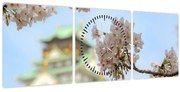 Obraz - Sakura (s hodinami) (90x30 cm)