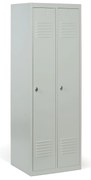 Kovová šatníková skrinka S2, 2-dverová, 1800 x 600 x 500 mm, otočný zámok, sivé dvere