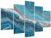 Obraz - Bledomodrý mramor so zlatom I. (150x105 cm)