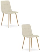 Set dvoch jedálenských stoličiek KARA zamat svetlobéžový (naturálne nohy) 2 ks