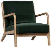Tmavozelené zamatové kreslo WOOOD Mark