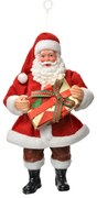 Závesná vianočná dekorácia Santa Claus držiaca darček - 10*6*17 cm