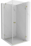 Mexen Lunar-B, pravostranný výklopný sprchový kút 70 x 70 cm, 8mm číre sklo, zlatý profil, 832-070-070-50-00-P