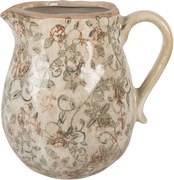 Béžový antik keramický džbán s kvetmi Margaus L - 20*16*20 cm