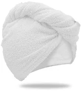 Rýchloschnúci froté turban na vlasy biely, 100% bavlna