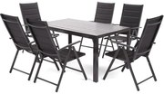 Záhradný jedálenský set 6+1 s polstrovaním BestBerg BBGF-90B / čierny