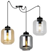 Závesné svietidlo Novalja Spider, 3x sklenené tienidlo (mix 3 farieb)