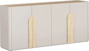 Komoda Amilio 200 cm štvordverová - kašmír / olejovaný dub / úchytky svetlý dub