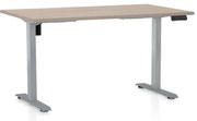 Výškovo nastaviteľný stôl OfficeTech B, 140 x 80 cm, sivá podnož, dub