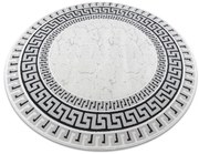 Koberec ALLURE 1960 grécky kľúč / rám, štruktúrovaný / štýlový / glamour, biely / sivý kruh