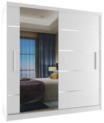 Šatníková skriňa 158cm Belini biely mat / biely mat s posuvnými dverami a zrkadlom  MBP SZP3/2/W/W/0/AL