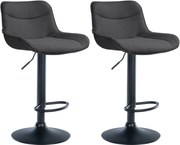 2x Barová stolička Vonore - látka, čierny rám - Tmavo sivá
