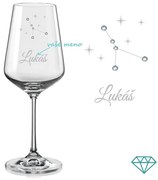 Pohár na víno súhvezdia Raka s kryštálmi