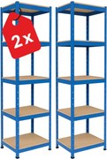 Regál 180x40x40 cm lakovaný 5-policový, nosnosť 875 kg - modrý - 2ks