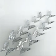 Samolepka na stenu "Metalické Motýle - Strieborné 3" 12 ks 8-12 cm